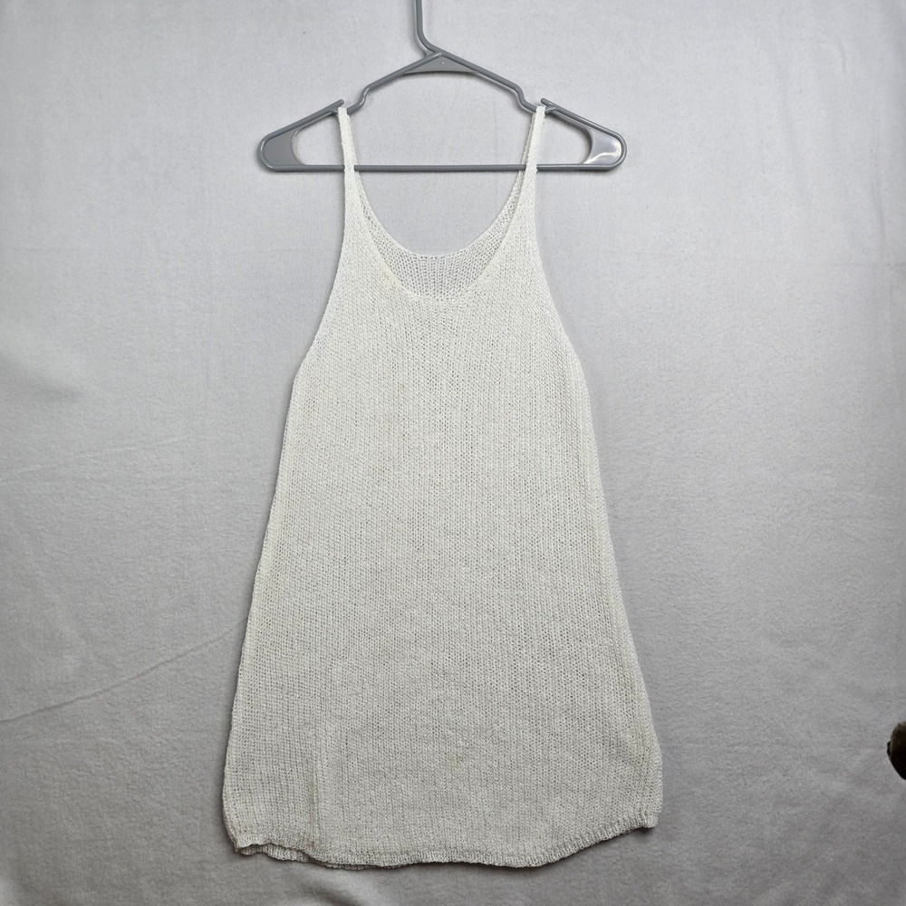 Women's‎ White Knit Tank Top S Spaghetti Strap Casual Sleeveless Summer Coverup